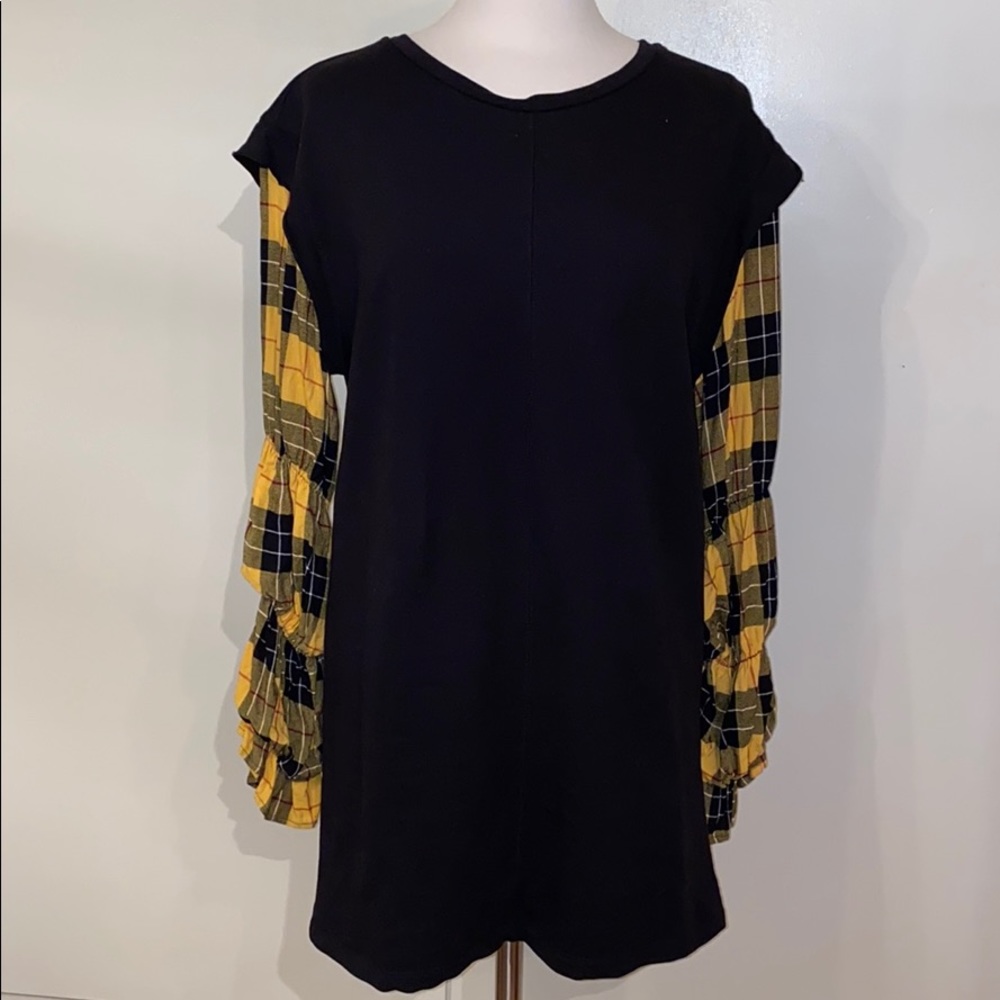 Zara Playful Plaid  and jersey knit mini dress